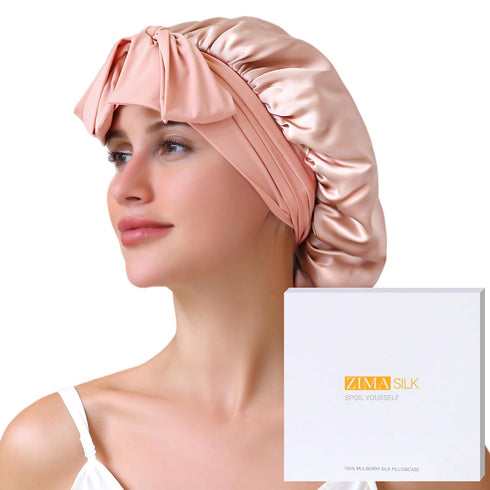 22 Momme Silk Sleep Cap with Ice Silk Band (T)